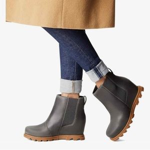 NEW Sorel Joan of Arctic Waterproof Leather Wedge III Chelsea Boots Quar